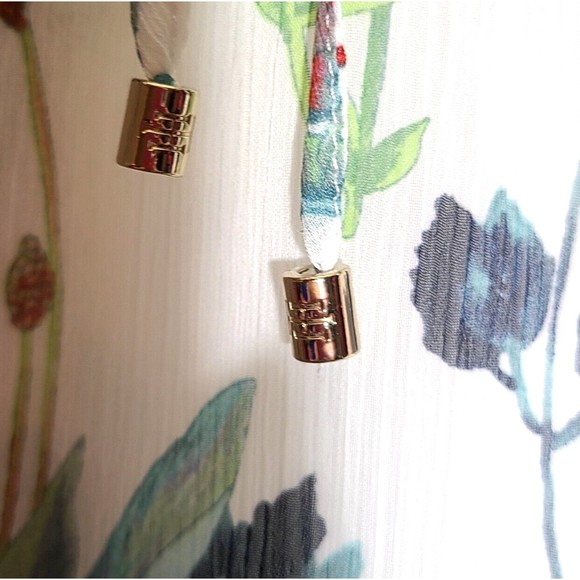 Tommy Hilfiger Blouse Size M Botanical Tie Smocking Long Sleeve Lined Multicolor - Picture 13 of 13